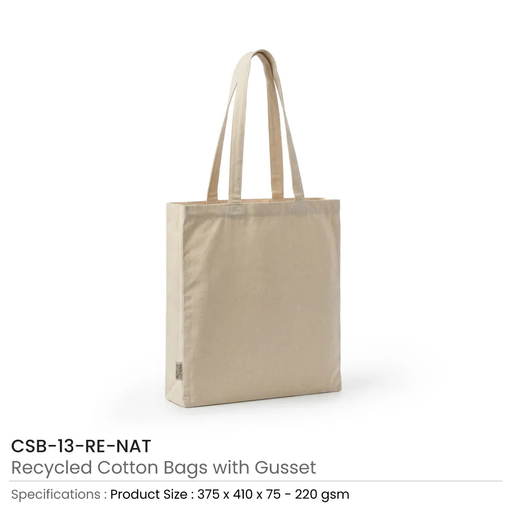 Recycled Cotton Tote Bags with Gusset 220 GSM