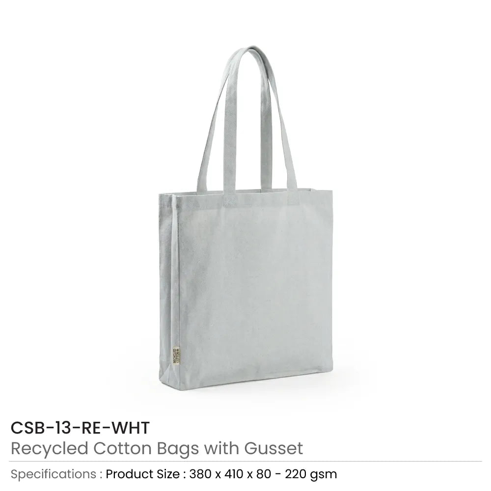 Recycled Cotton Tote Bags with Gusset 220 GSM
