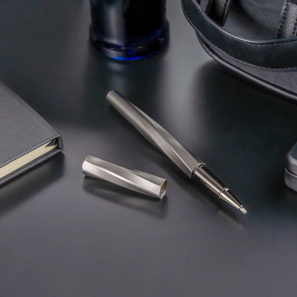 Rollerball Pens Swirl Design in Gunmetal Finish with PU Leather Box