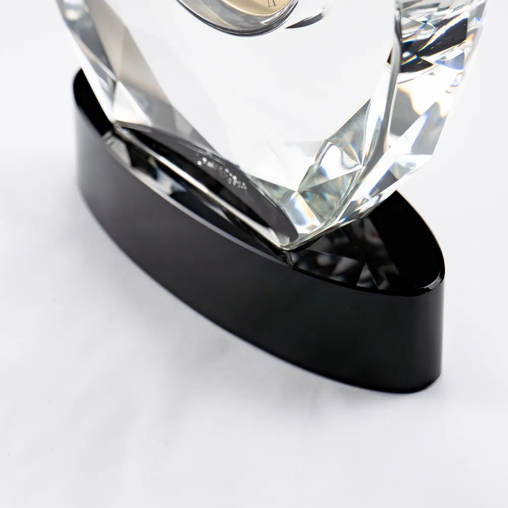 Round Crystal Clock Awards with Oval Glass Base in Box