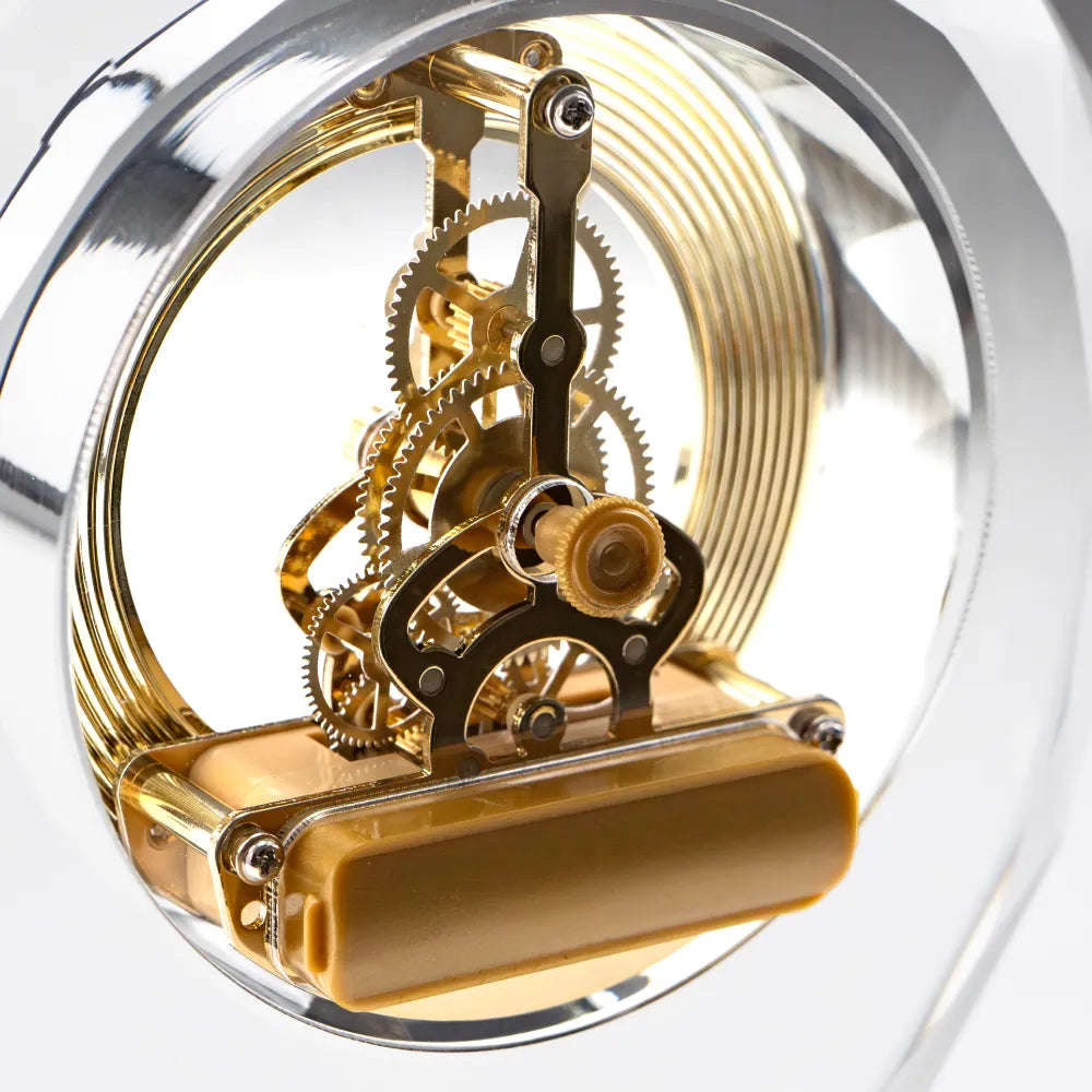 Round Crystal Clock Awards with Oval Glass Base in Box
