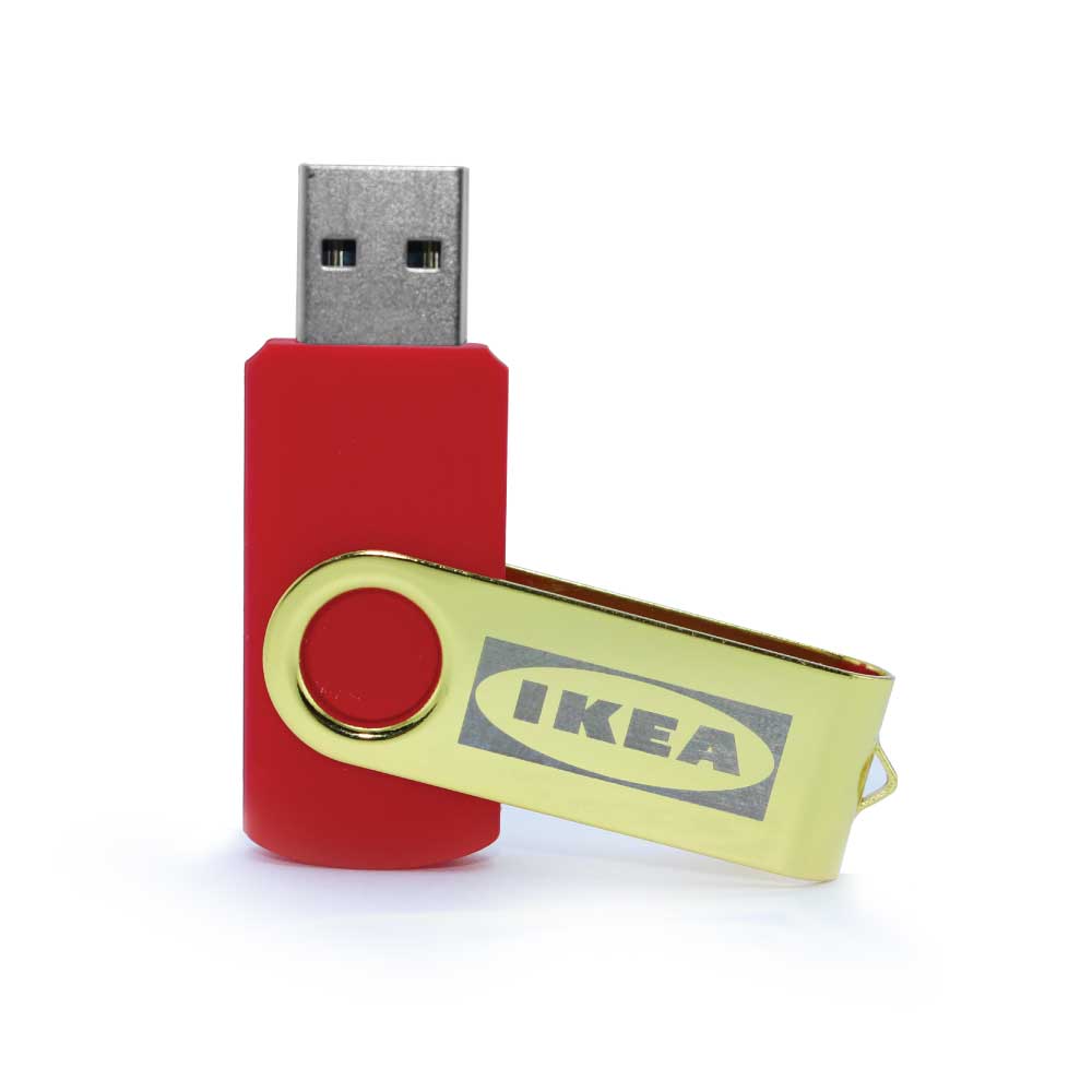فلاشة USB دوّارة ذهبية لامعة