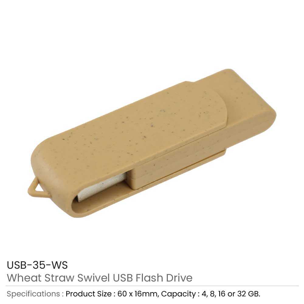 50 Wheat Straw Swivel USB Flash Drives 4GB