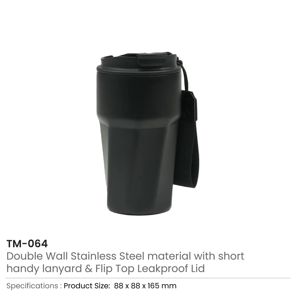 Tumblers with Lanyard in Double Wall Stainless Steel 480ml