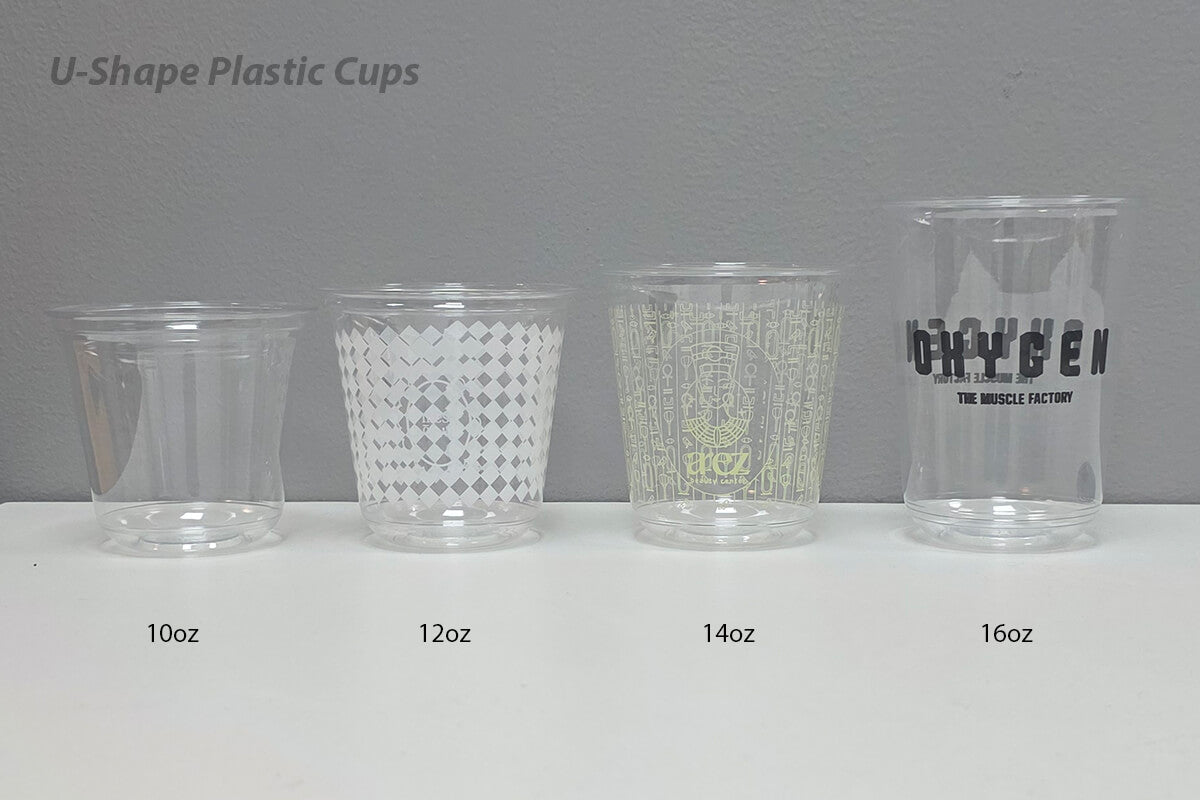 1000 10 oz U-Shape PET Cups with Straw less Lids - With Printing
