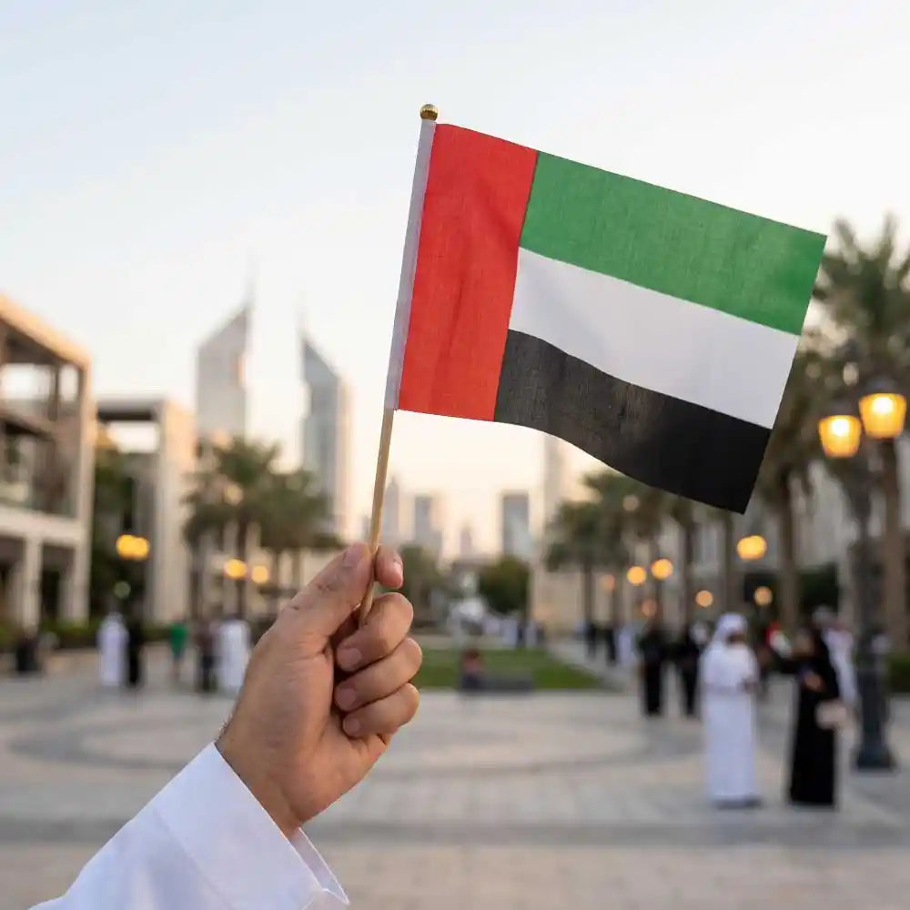UAE Flags A4 Size with Wooden Pole