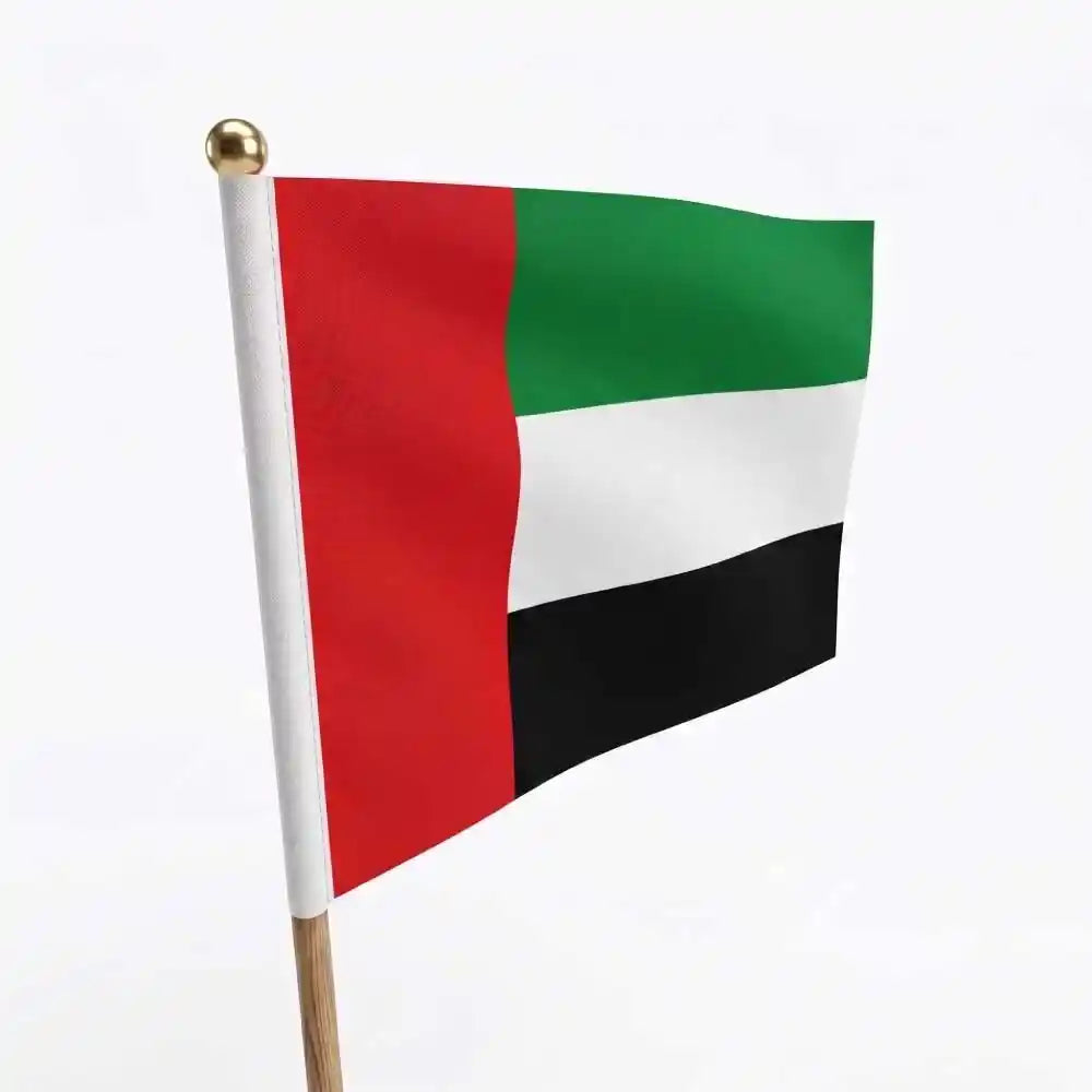 UAE Flags A4 Size with Wooden Pole