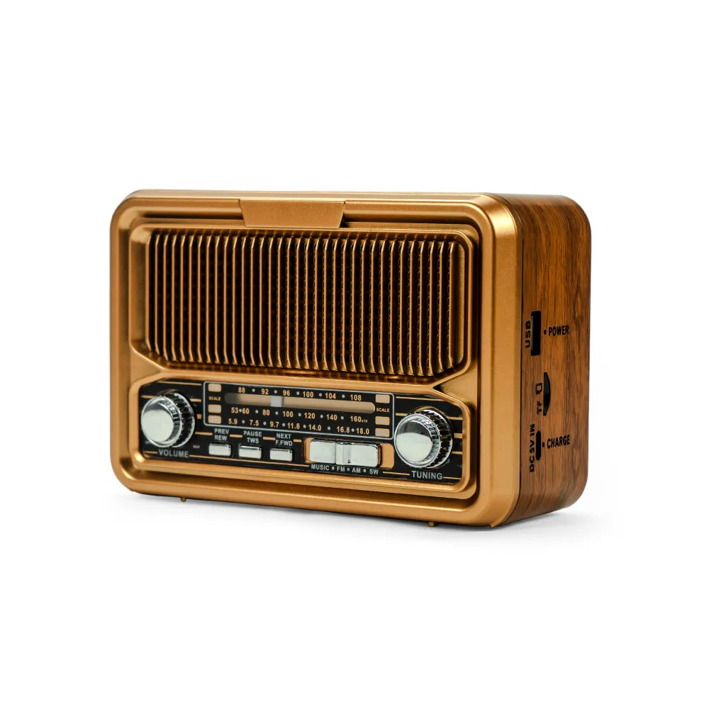 Vintage Design Bluetooth Speaker with Radio and Solar Panel