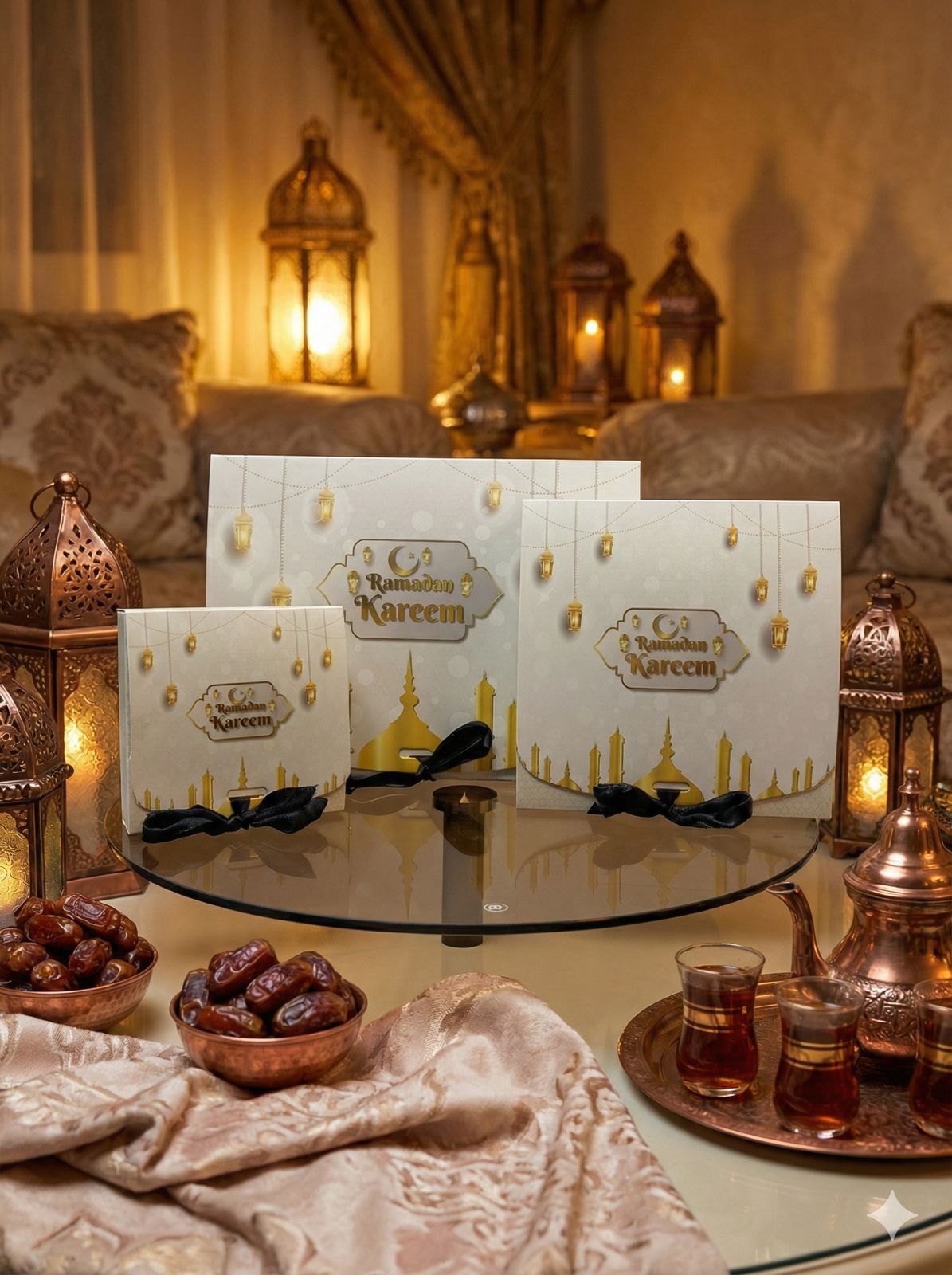 50 pcs Ramadan Boxes with Gold Foil - Medium