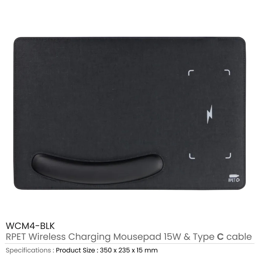 RPET Wireless Charging Mousepads 15W and Type-C