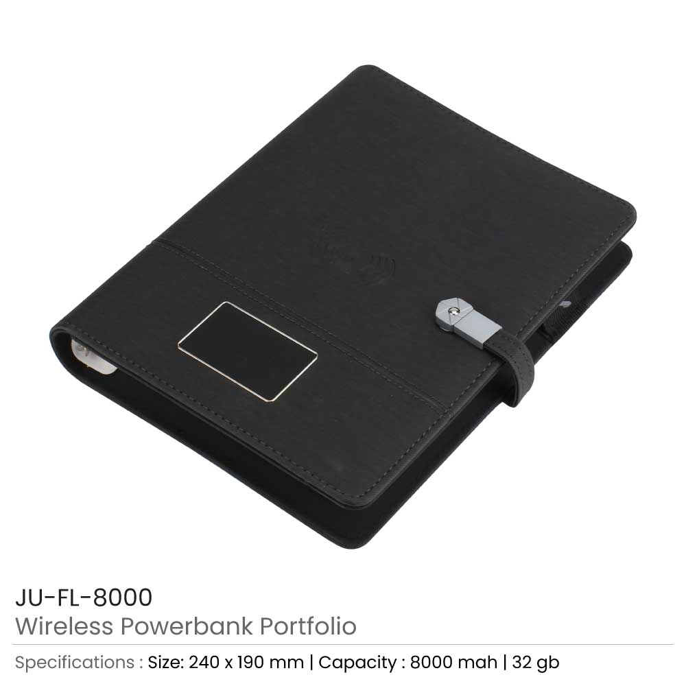 Wireless Powerbank Portfolio with USB and Light up Logo