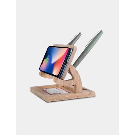 Wireless Lounge — Bamboo Desktop Organizer