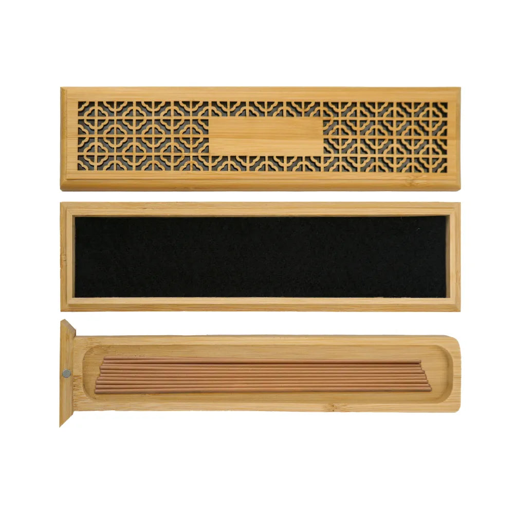 Wooden Incense Burner Holder with Drawer Includes 10 Pcs Oud Sticks