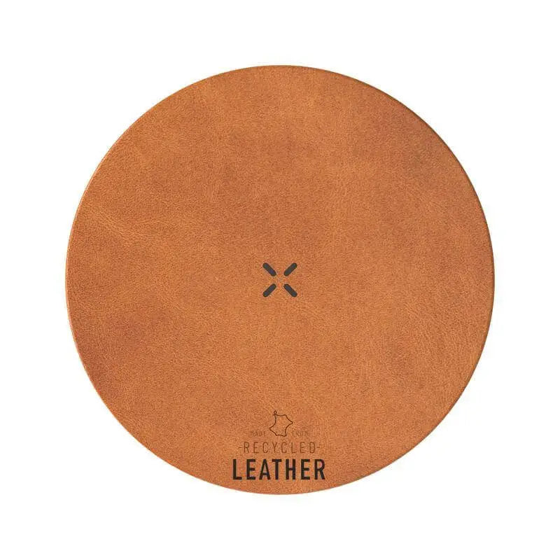 80 ANZIO - Recycled Leather 15W Wireless Charger - White/Tan