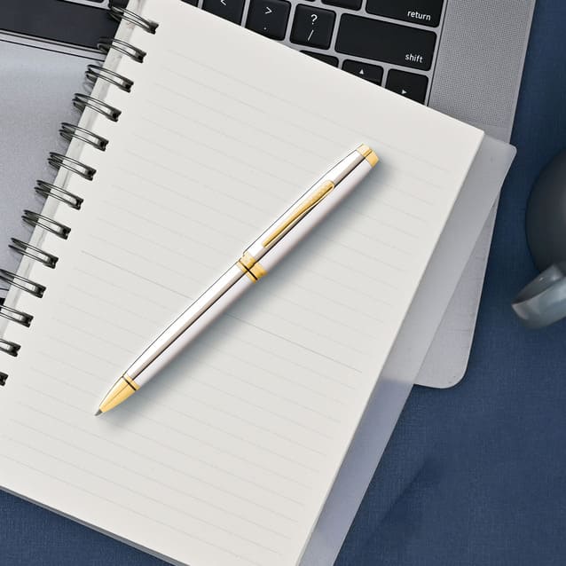 Cross Coventry Polished Chrome with Gold Tone Appointments Ballpoint Pen (Blue Ink)