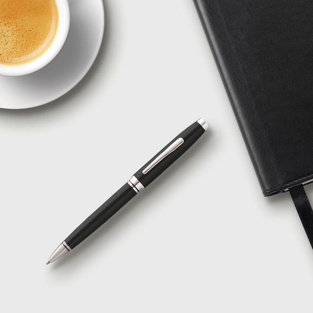 Coventry Black Lacquer with Polished Chrome Appointments Ballpoint Pen (Blue Ink)