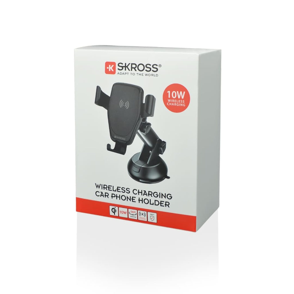 SKROSS Car Phone Holder & Wireless Charger - Black
