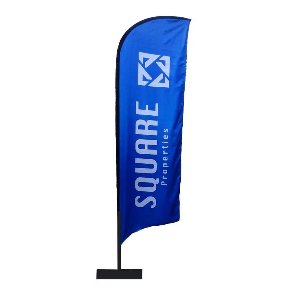 1 Curve Top Flag, 400 x 85 cm, Pole 4m Aluminium, Taffeta Satin