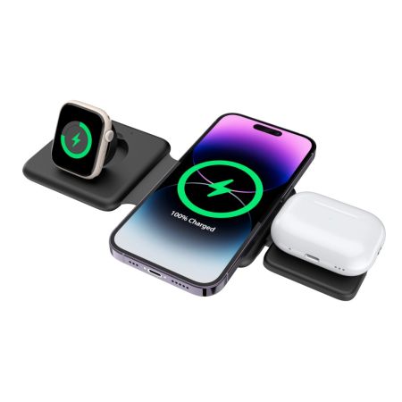 Tri-Fold Charge Black — 3-in-1 Foldable Wireless Charger