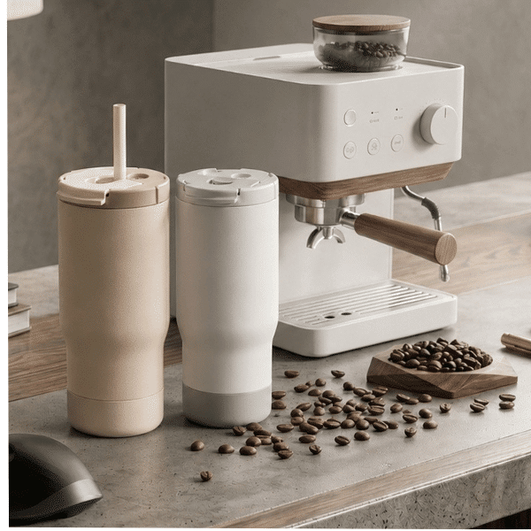 Sipora — 600ml Steel Straw Coffee Mug with Non-Slip Grip