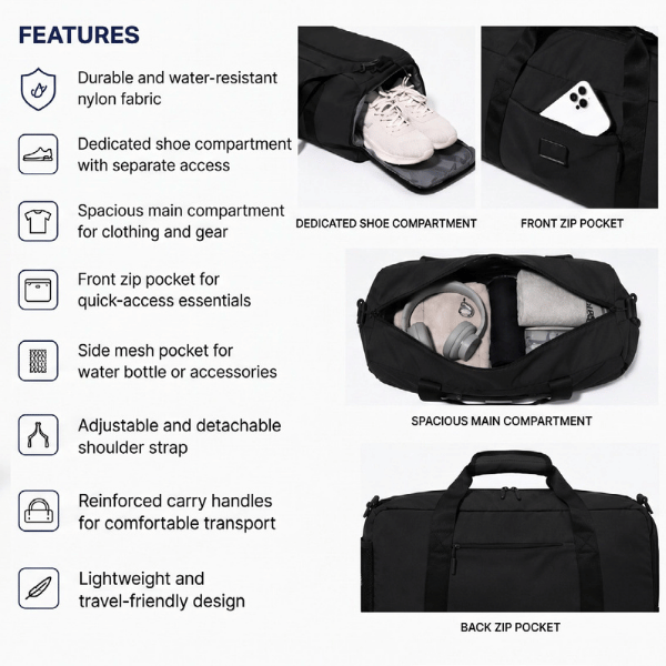 Flexbag Black — 30L Waterproof Multi-Functional Gym & Travel Bag