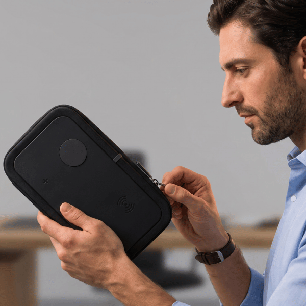 Tech Organizer — 3-in-1 Charging Travel Case with Built-In MagSafe Wireless Charger
