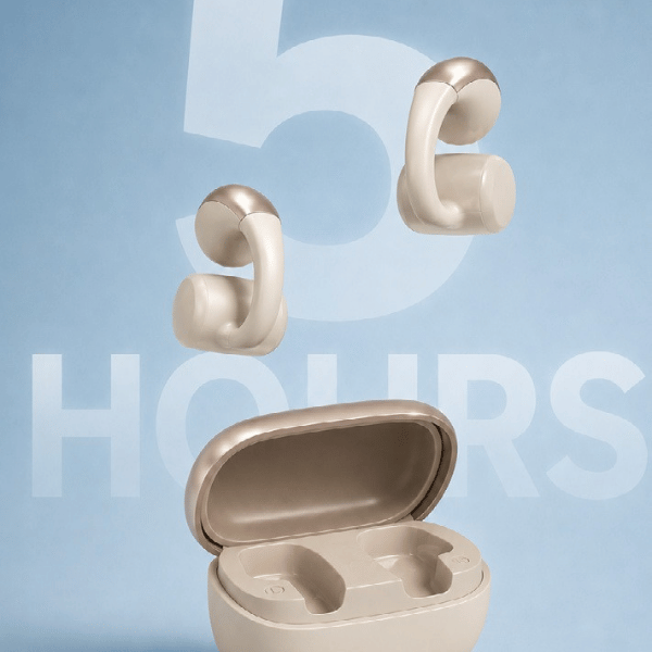 Fitbuds — Clip-On Wireless Earbuds with Type-C Charging Case, Bluetooth 6.0