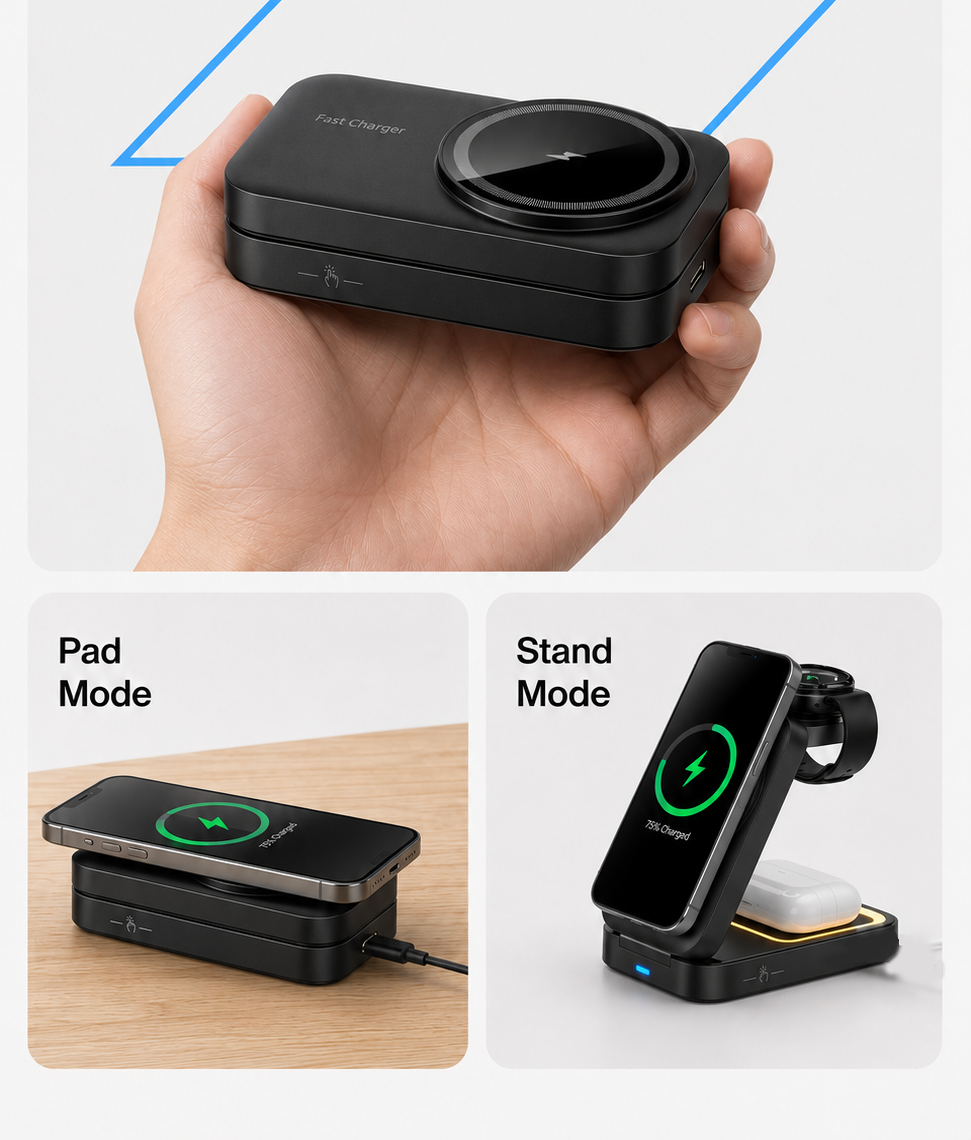 Aura — 3-in-1 Foldable MagSafe Wireless Charging Station