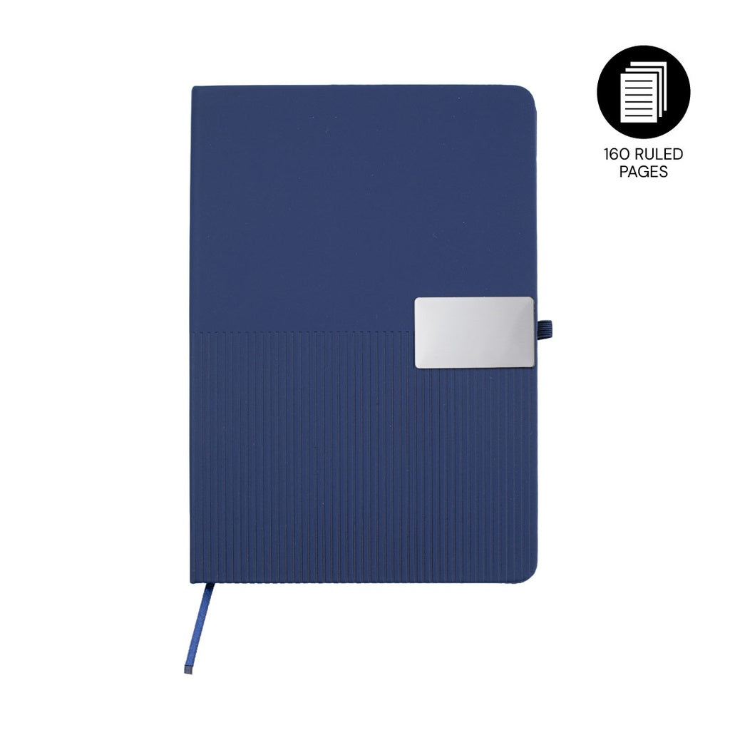 Ripple — Giftology A5 Hard Cover Notebook with Metal Plate, Navy Blue