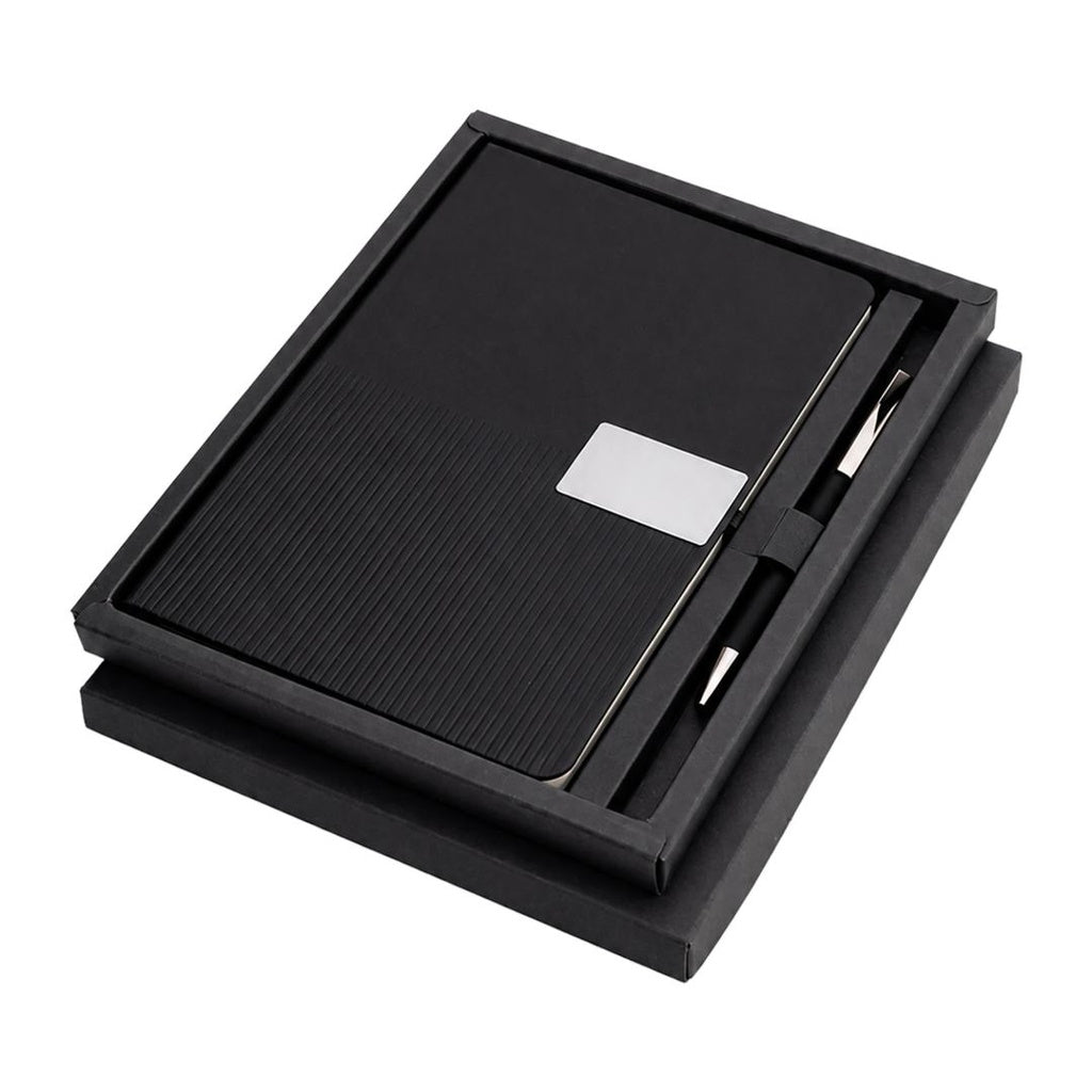 Ripple Set — Giftology Set of Notebook and Pen (Black)