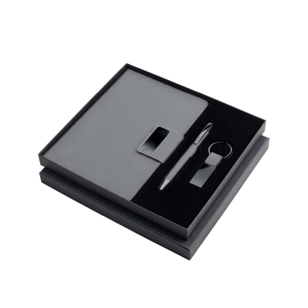 Regent — Giftology Set of Notebook, Keychain and Pen (Grey)