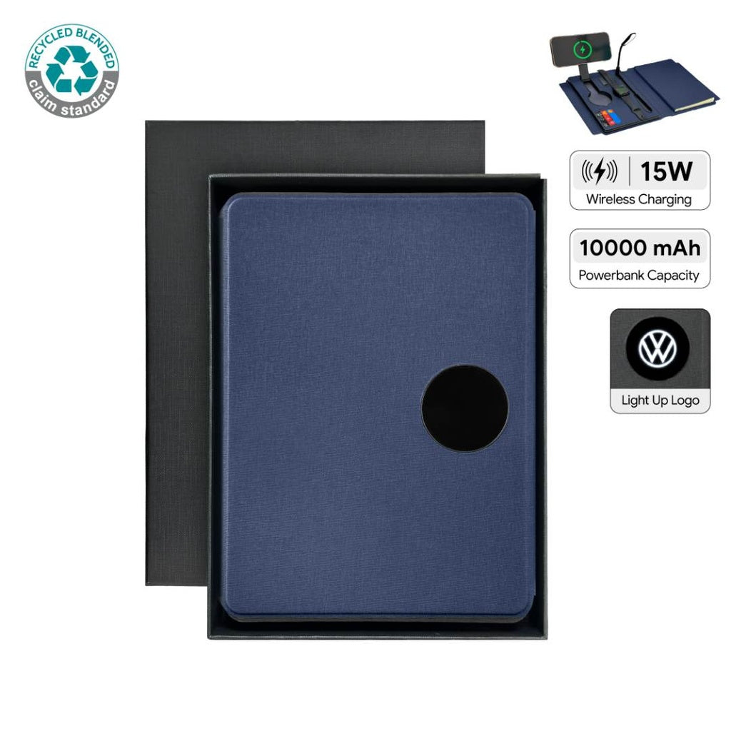 Solais — Santhome Recycled 10000 mAh Power Bank with 15W Magsafe Smart A5 Organizer - Navy Blue