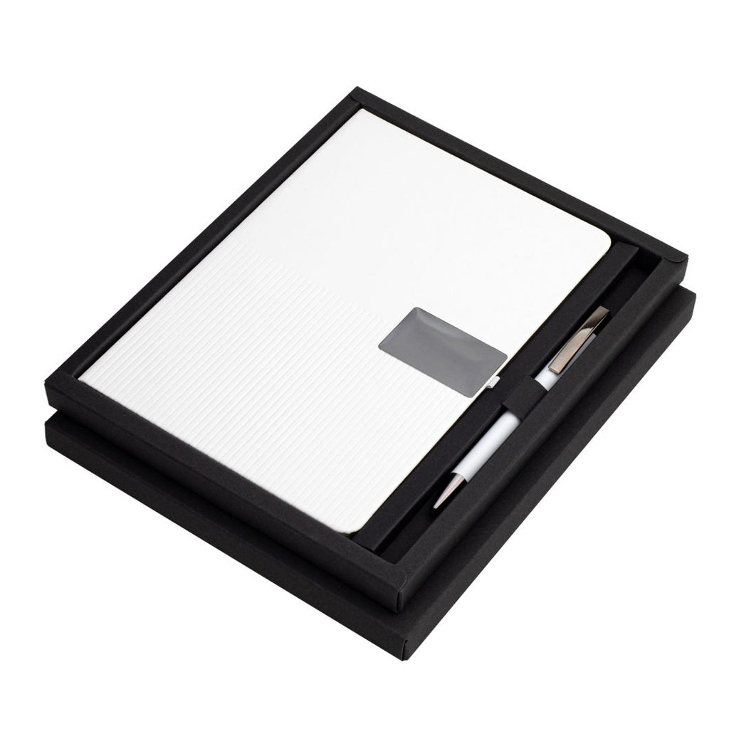Ripple Set — Giftology Set of Notebook and Pen (White)