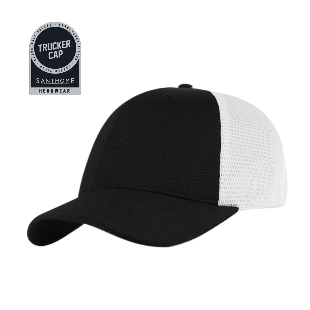 Swift — Santhome 6 Panel Trucker Cap, Black / White