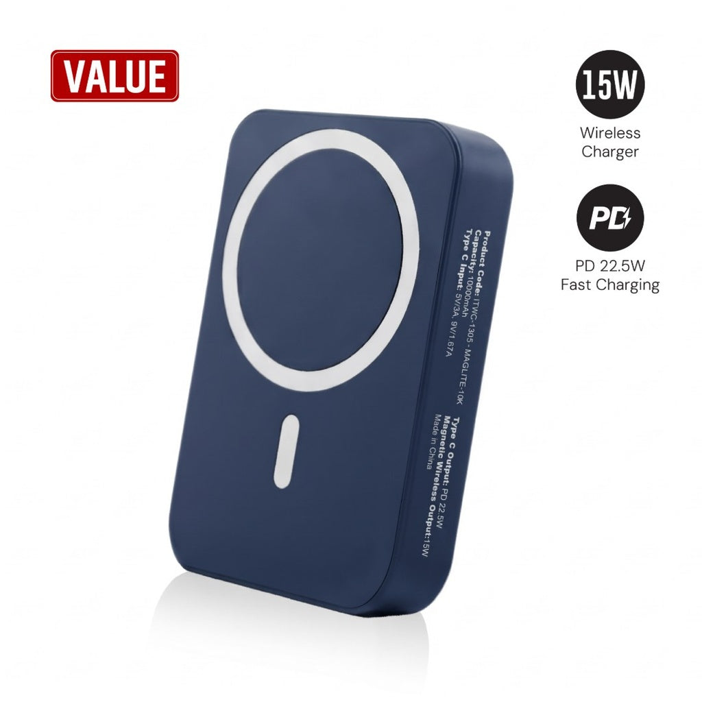 Maglite 10K 10000 mAh magnetic wireless power bank in navy blue