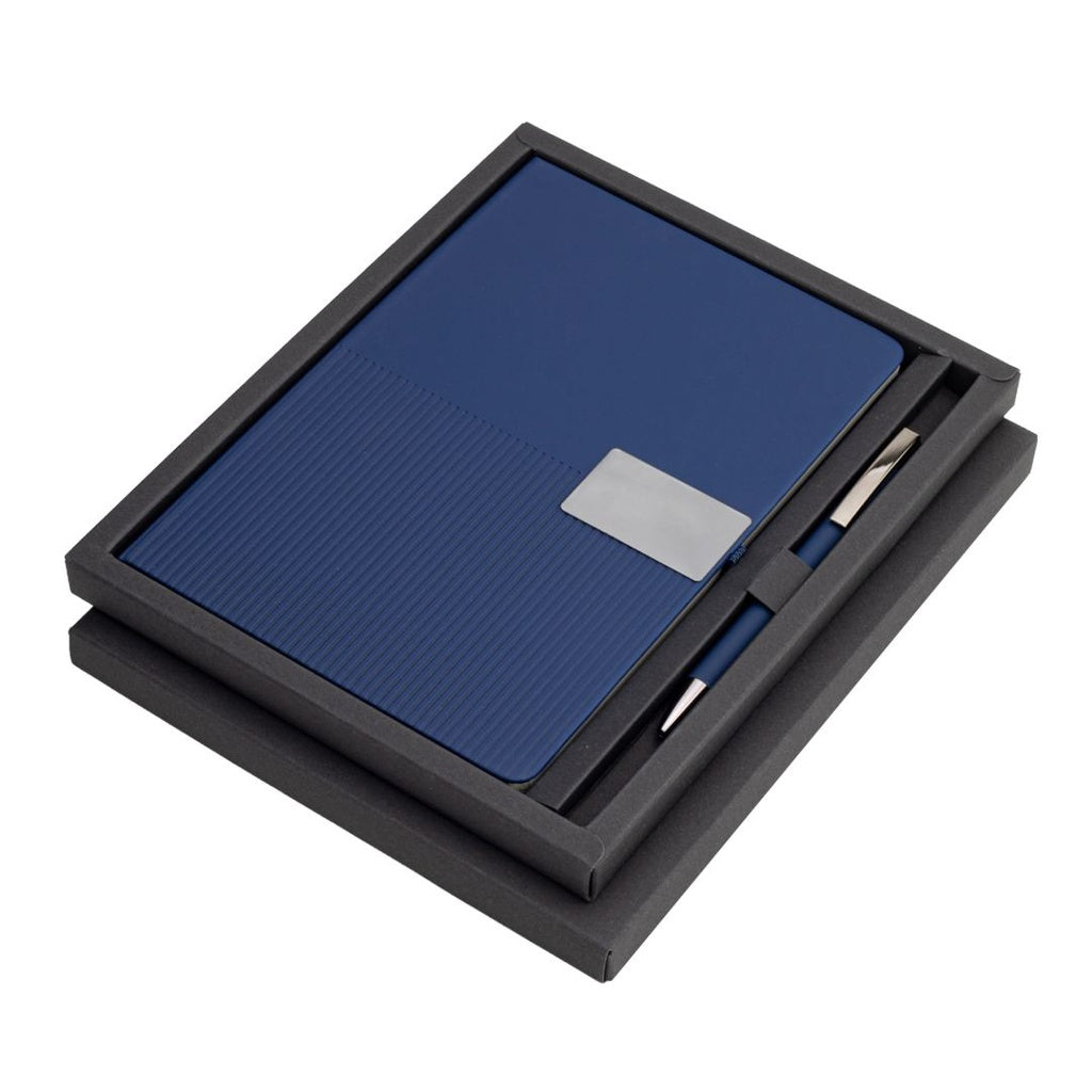 Ripple Set — Giftology Set of Notebook and Pen (Navy Blue)