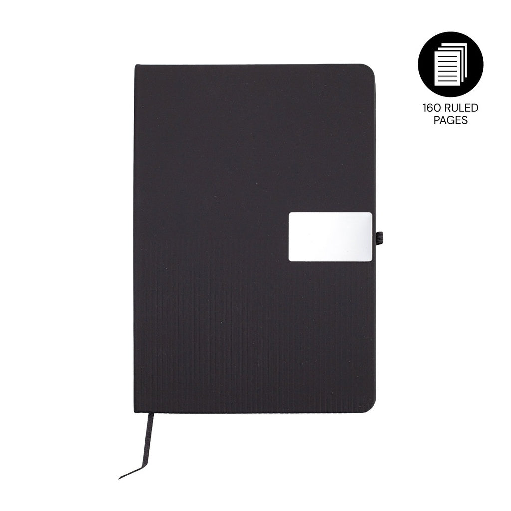 Ripple — Giftology A5 Hard Cover Notebook with Metal Plate, Black