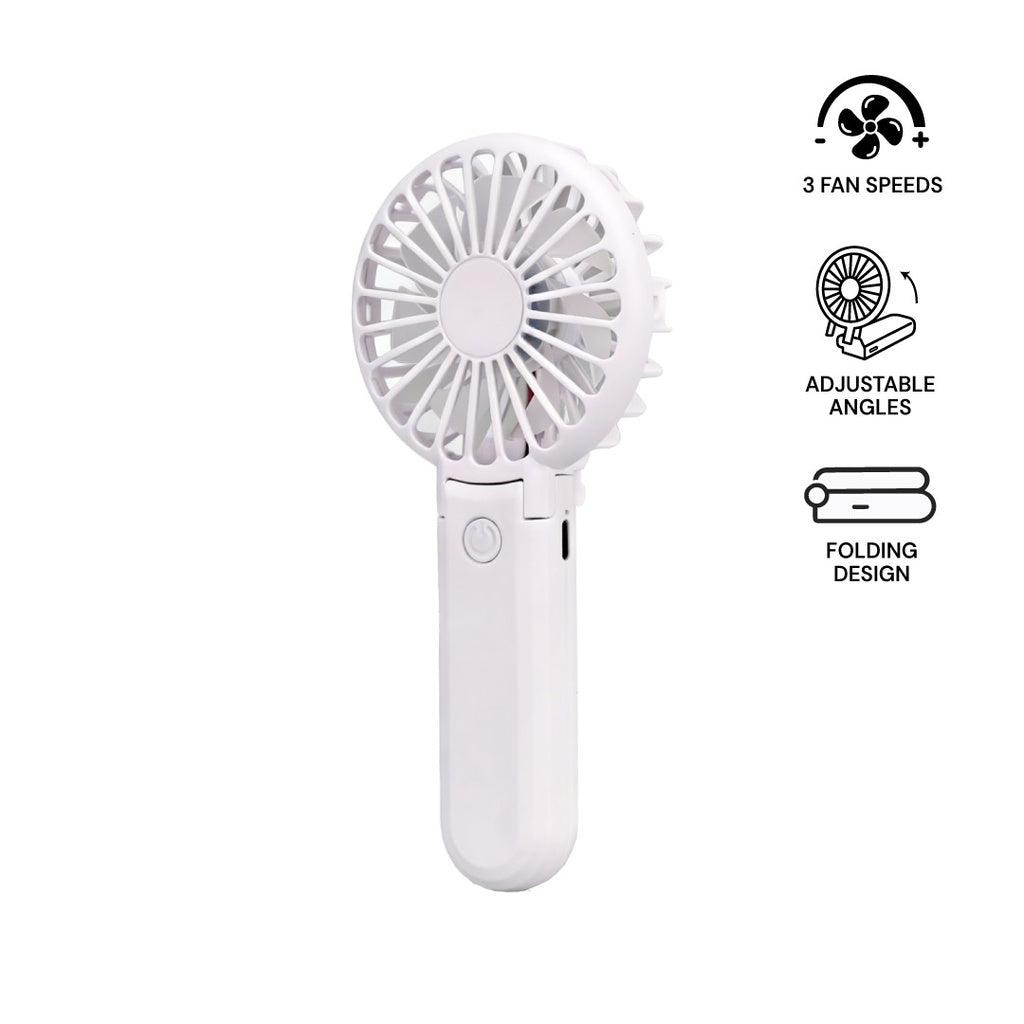 ROTO - Rechargeable Handheld Fan with Foldable Desk Stand - White