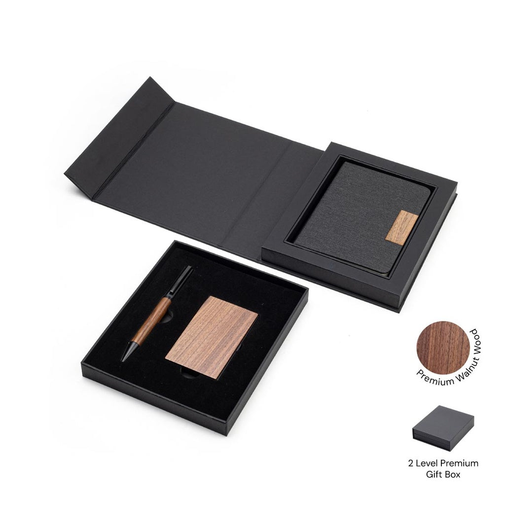 Tulum — Santhome Gift Set with Notebook, Pen and Card Holder with Walnut Accents