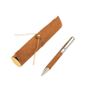 KORU - eco-neutral Metal Pen with Recycled Leather Barrel - Brown