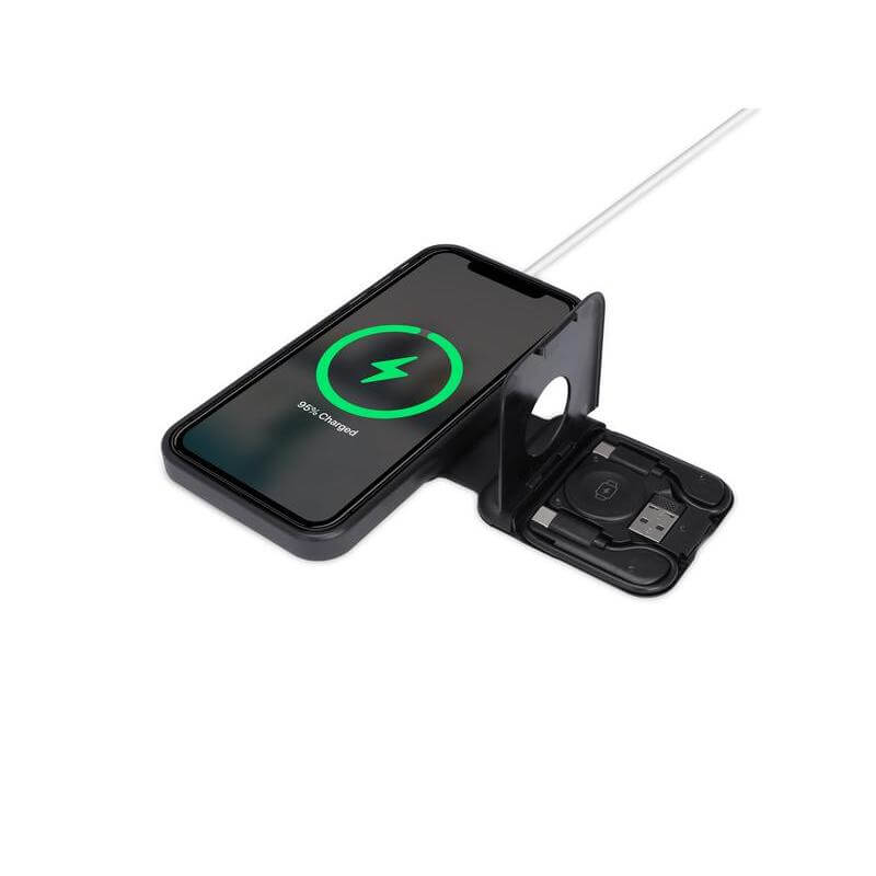 TURIN - @memorii Foldable 2-in-1 Wireless Charger and Multicable Set - Black — view 8 — MaxPrint Dubai