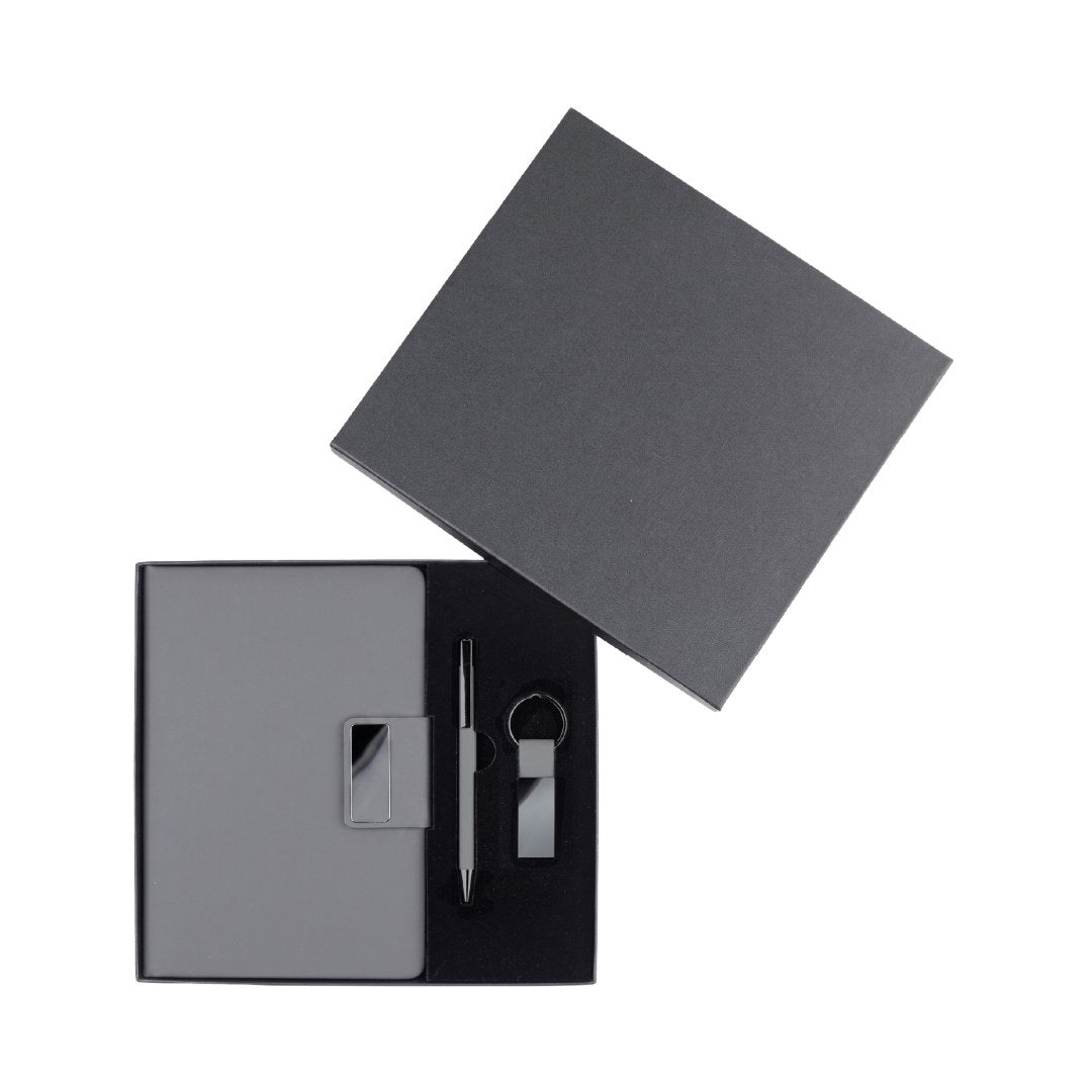 Regent — Giftology Set of Notebook, Keychain and Pen (Grey)