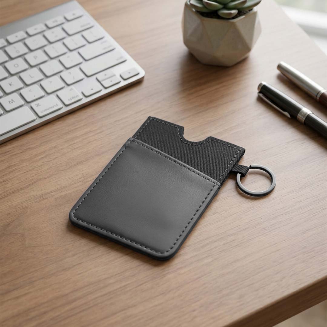 LUGANO - Vertical RFID Cardholder Wallet with Keyring - Carbon — view 8 — MaxPrint Dubai