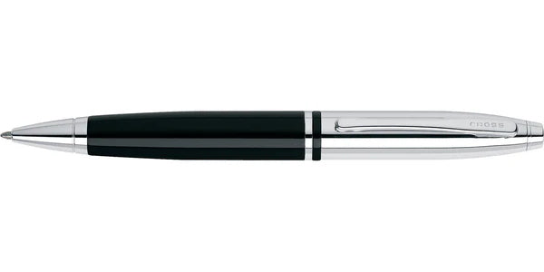 Cross Calais™ Chrome/Black Lacquer with Polished Chrome Appointments Ballpoint Pen (Blue Ink)