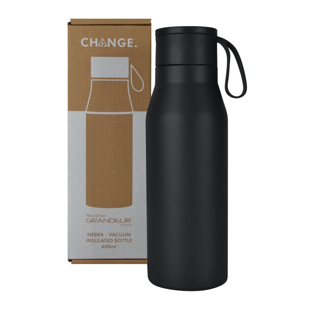 R-NEBRA - CHANGE Collection Recycled Stainless Steel Vacuum Bottle - Black — view 3 — MaxPrint Dubai
