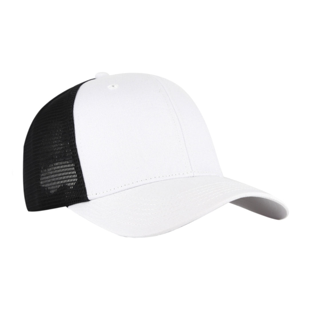 Swift — Santhome 6 Panel Trucker Cap, White / Black