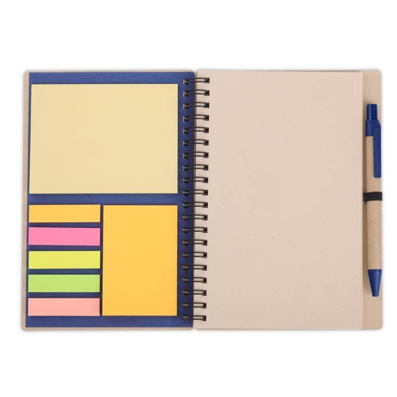 SION- eco-neutral B6 Notepad & Pen Set with Sticky Note - Navy Blue — view 3 — MaxPrint Dubai
