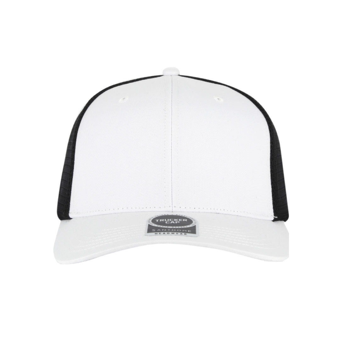 Swift — Santhome 6 Panel Trucker Cap, White / Black