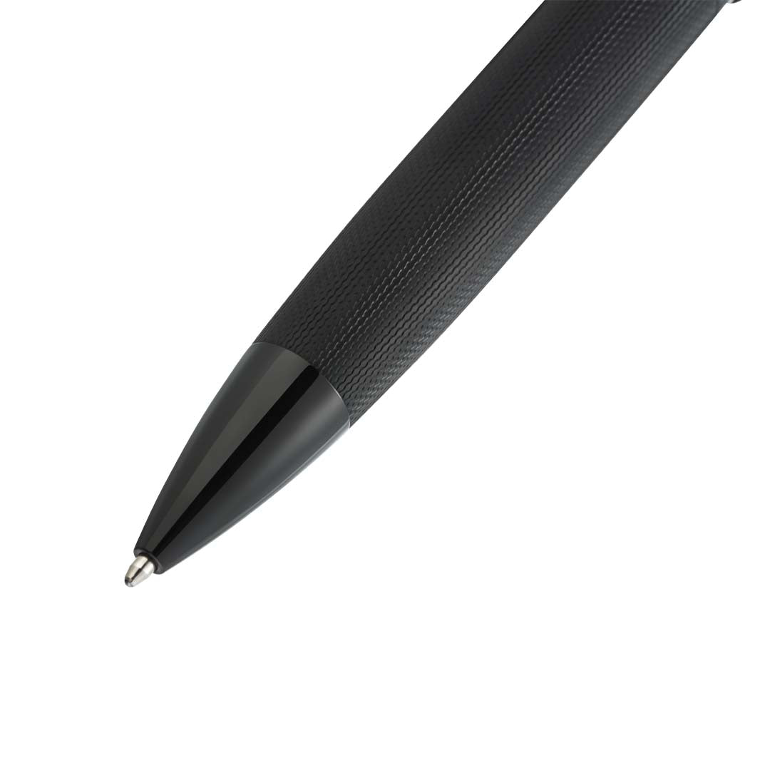 Peerless™ Polished Black PVD Engraved Diamond Pattern with Black PVD Appointments and Swarovski Crystal Ballpoint Pen (Blue Ink)