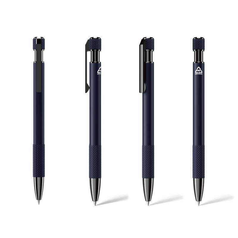 PILA - Recycled Aluminium Ballpoint Pen - Navy Blue — view 4 — MaxPrint Dubai